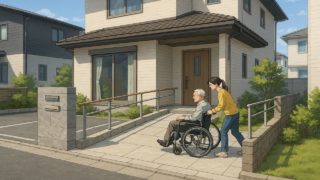 東大阪市の戸建てに施工されたバリアフリー外構のイメージ