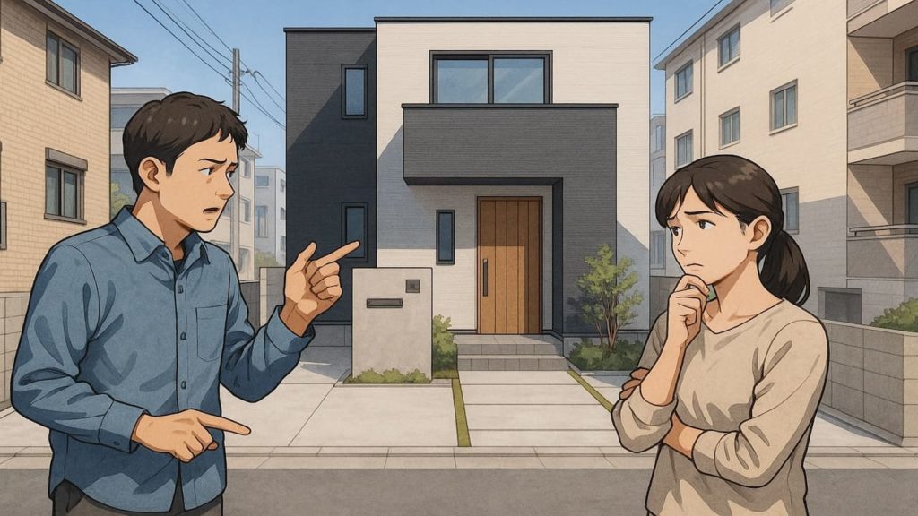 東大阪市で夫婦が外構業者の選び方と探し方を考えているイメージ