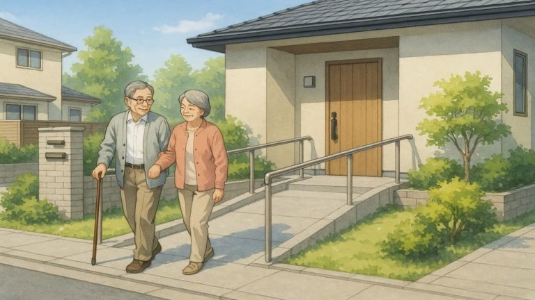 彦根市の戸建てに施工されたバリアフリー外構のイメージ