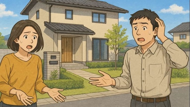 彦根市で夫婦が外構トラブルで困っているイメージ