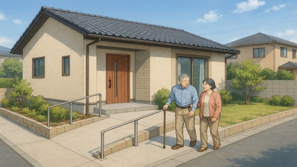 姫路市の戸建てに施工されたバリアフリー外構のイメージ