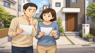 【日野市】外構見積もりの決め手5個|同じ予算で見栄えを上げる 日野市で夫婦が外構見積もりで悩んでいるイメージ