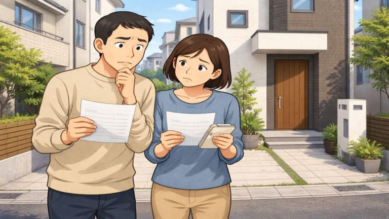 日野市で夫婦が外構見積もりで悩んでいるイメージ