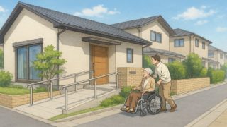 枚方市の戸建てに施工されたバリアフリー外構のイメージ