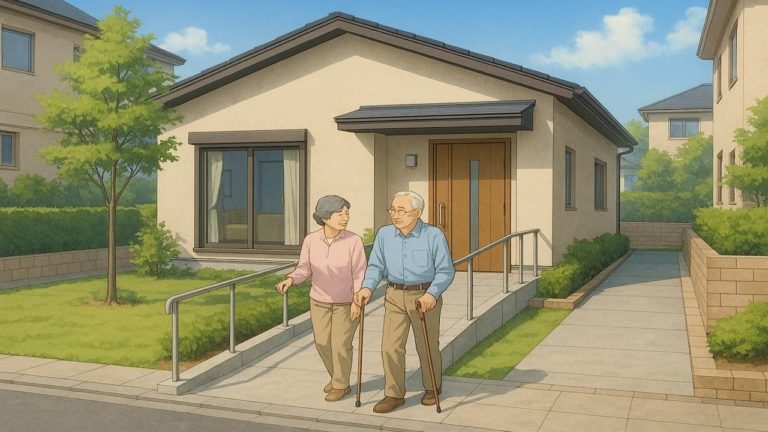 平塚市の戸建てに施工されたバリアフリー外構のイメージ