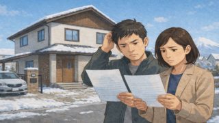 弘前市で夫婦が外構見積もりで悩んでいるイメージ