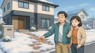 弘前市で夫婦が外構トラブルで困っているイメージ