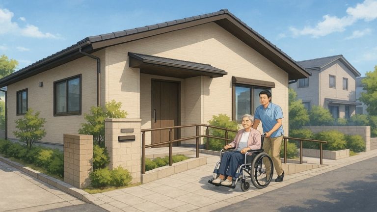 広島県の戸建てに施工されたバリアフリー外構のイメージ