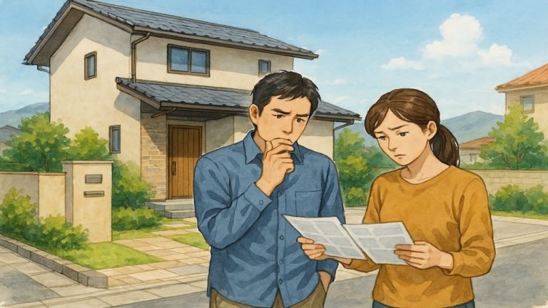 広島県で夫婦が外構業者の選び方と探し方を考えているイメージ