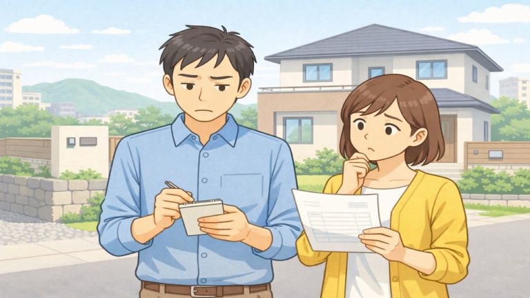 広島県で夫婦が外構見積もりで悩んでいるイメージ
