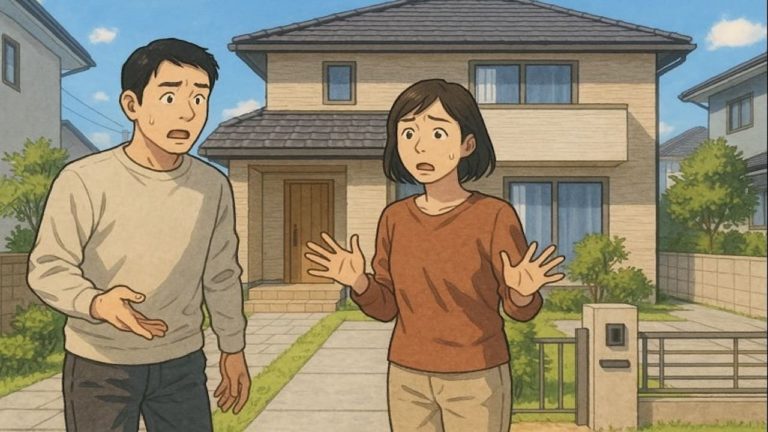 広島県で夫婦が外構トラブルで困っているイメージ