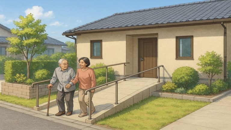 日立市の戸建てに施工されたバリアフリー外構のイメージ