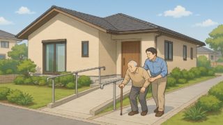 【ひたちなか市】外構バリアフリー対応の注意点5つ|親世代が暮らしやすい外構 ひたちなか市の戸建てに施工されたバリアフリー外構のイメージ