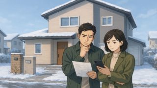 【北海道】外構見積もりのコツ5つ|価格以外で決める判断ポイント 北海道で夫婦が外構見積もりで悩んでいるイメージ