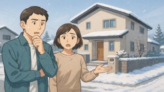 北海道で夫婦が外構トラブルで困っているイメージ