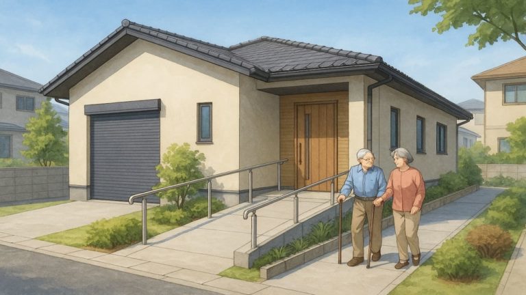 兵庫県の戸建てに施工されたバリアフリー外構のイメージ