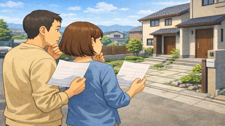 兵庫県で夫婦が外構見積もりで悩んでいるイメージ