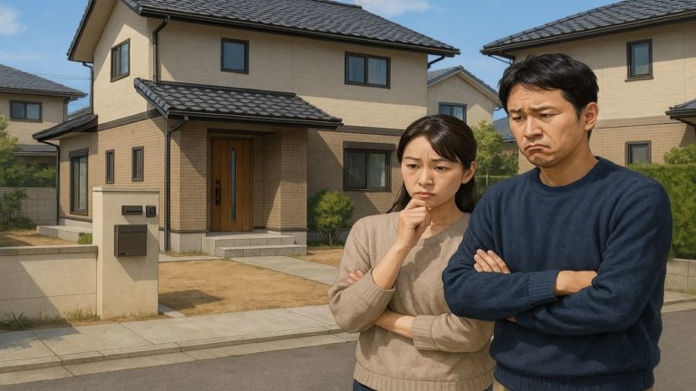 兵庫県の外構工事の失敗にがっかりする夫婦のイメージ