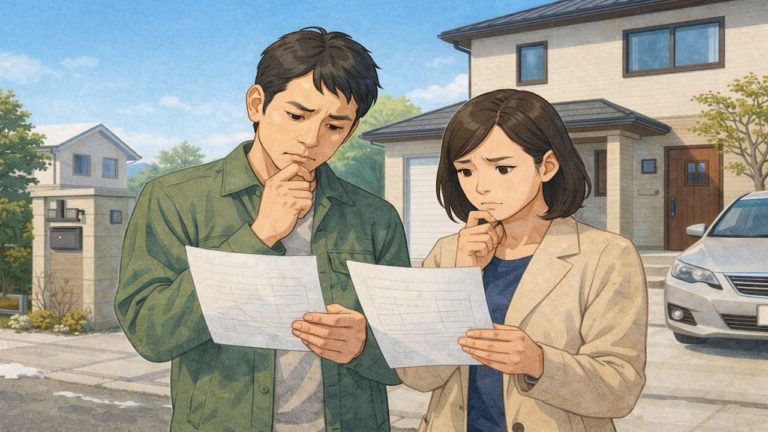 茨城県で夫婦が外構見積もりで悩んでいるイメージ