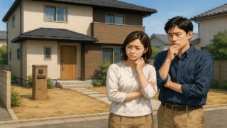 一宮市の外構工事の失敗にがっかりする夫婦のイメージ