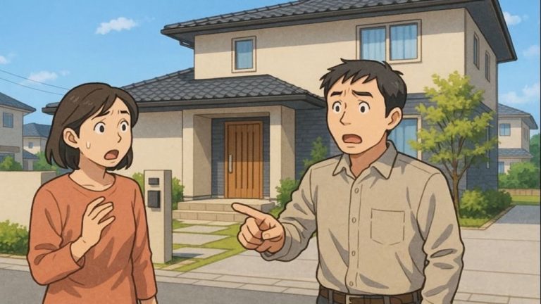 一宮市で夫婦が外構トラブルで困っているイメージ