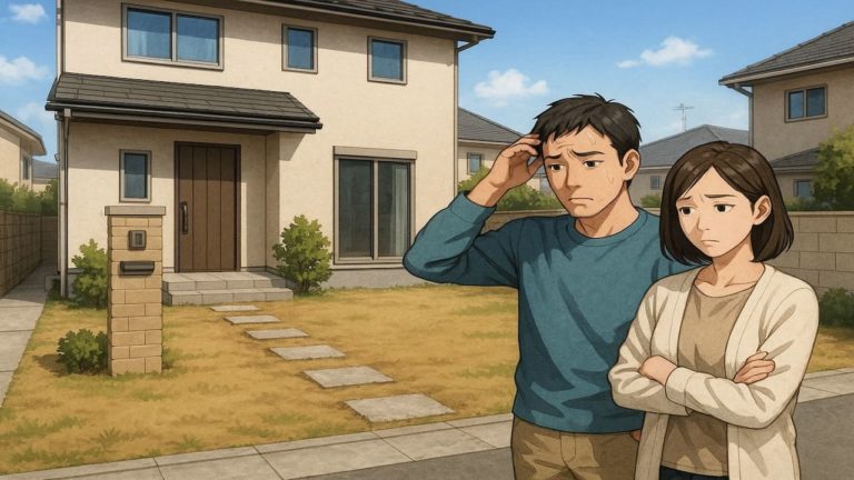 伊賀市の外構工事の失敗にがっかりする夫婦のイメージ