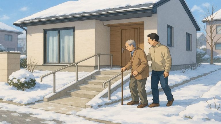 飯田市の戸建てに施工されたバリアフリー外構のイメージ