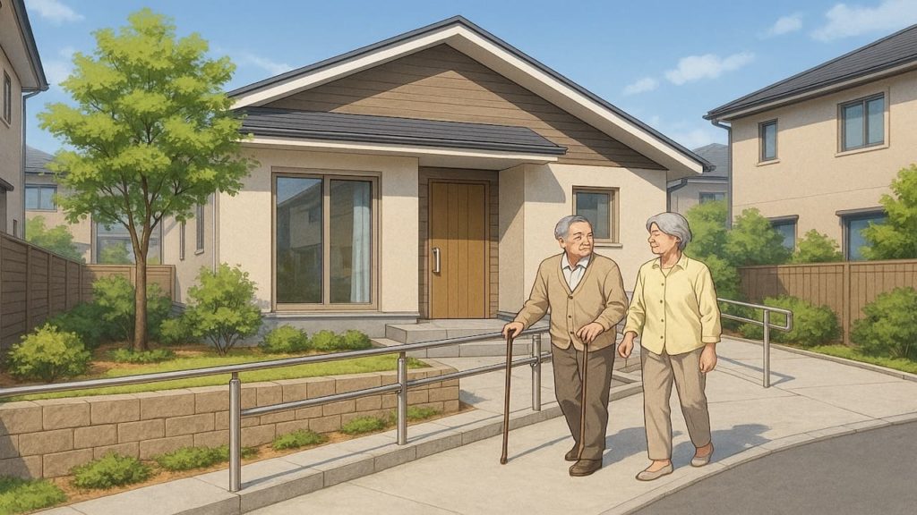 池田市の戸建てに施工されたバリアフリー外構のイメージ