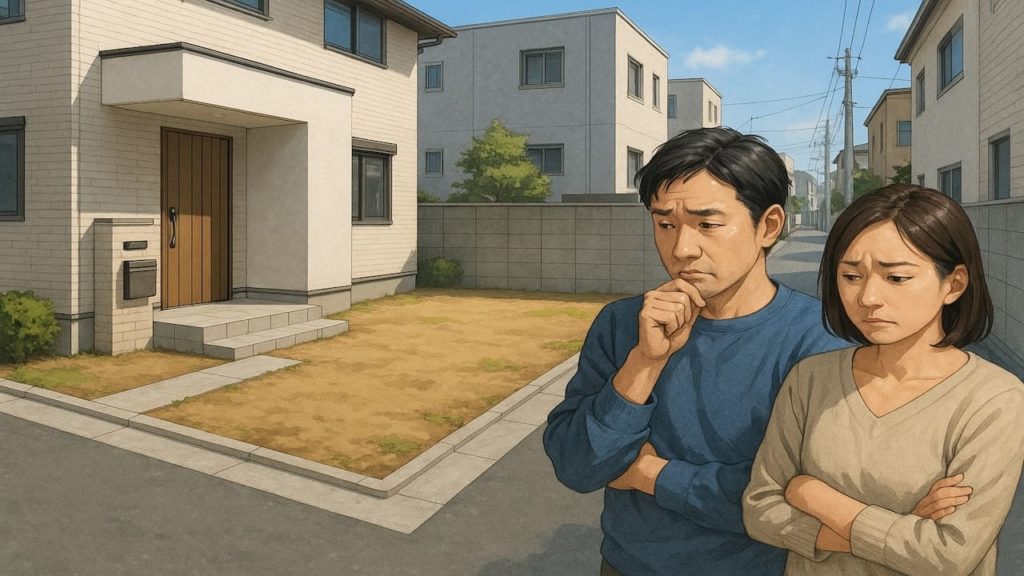 池田市の外構工事の失敗にがっかりする夫婦のイメージ