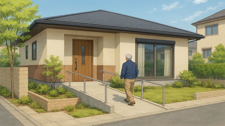 今治市の戸建てに施工されたバリアフリー外構のイメージ