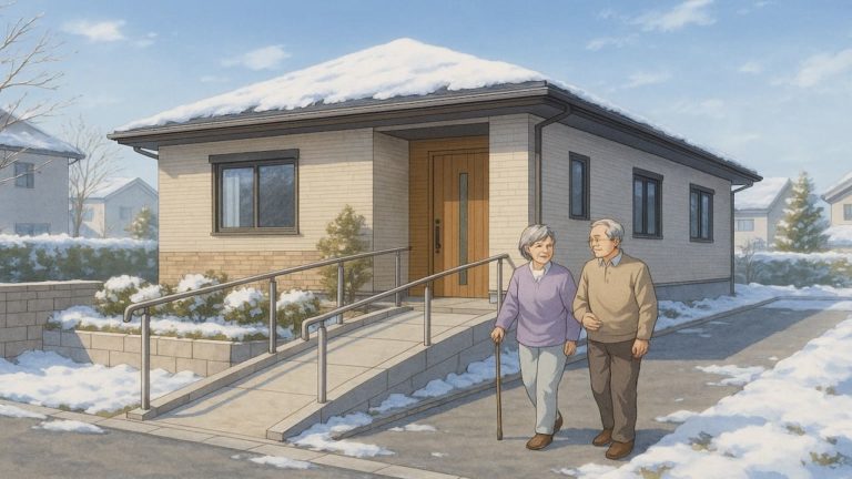 射水市の戸建てに施工されたバリアフリー外構のイメージ