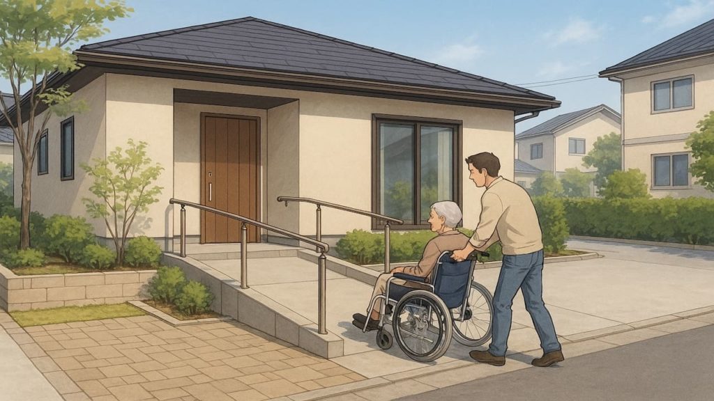 入間市の戸建てに施工されたバリアフリー外構のイメージ