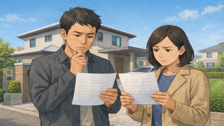 入間市で夫婦が外構見積もりで悩んでいるイメージ