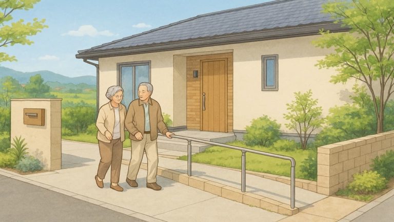 諫早市の戸建てに施工されたバリアフリー外構のイメージ