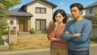 諫早市の外構工事の失敗にがっかりする夫婦のイメージ