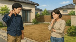 伊勢市の外構工事の失敗にがっかりする夫婦のイメージ