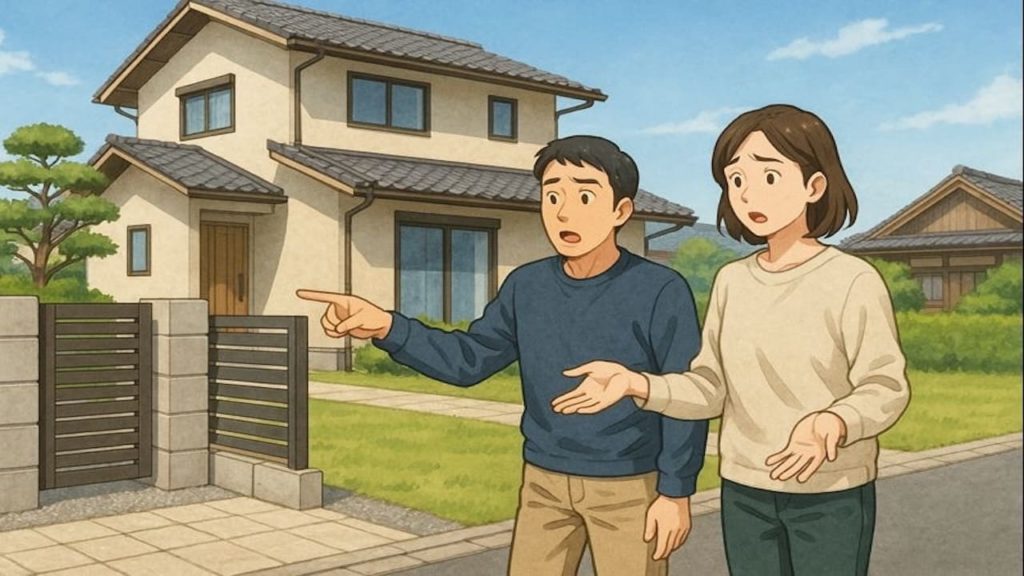 伊勢市で夫婦が外構トラブルで困っているイメージ