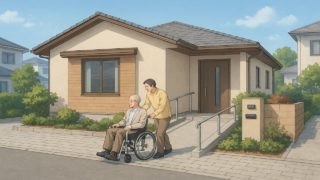 伊勢原市の戸建てに施工されたバリアフリー外構のイメージ