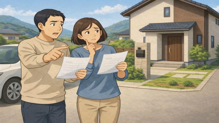 伊勢原市で夫婦が外構見積もりで悩んでいるイメージ