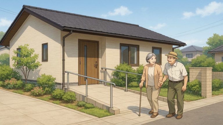 伊勢崎市の戸建てに施工されたバリアフリー外構のイメージ