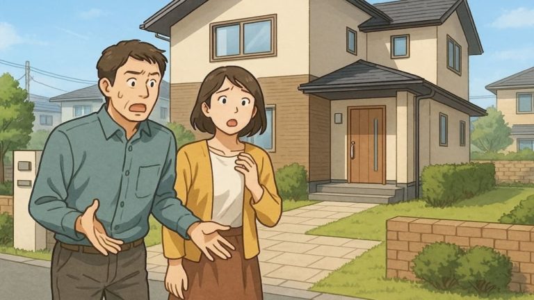 伊勢崎市で夫婦が外構トラブルで困っているイメージ