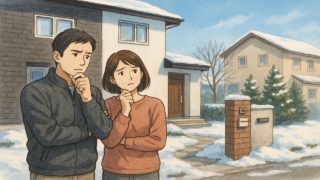 石狩市で夫婦が外構業者の選び方と探し方を考えているイメージ