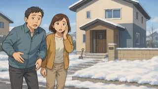 【石狩市】外構トラブルで要注意5選|業者選びで失敗した生の声 石狩市で夫婦が外構トラブルで困っているイメージ