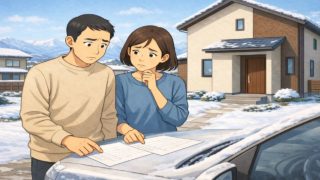 石川県で夫婦が外構見積もりで悩んでいるイメージ