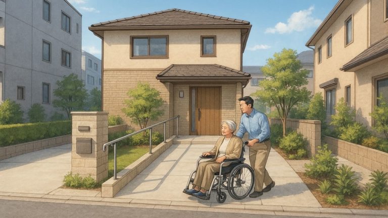 板橋区の戸建てに施工されたバリアフリー外構のイメージ