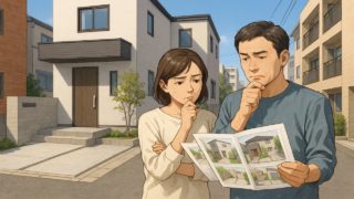 板橋区で夫婦が外構業者の選び方と探し方を考えているイメージ