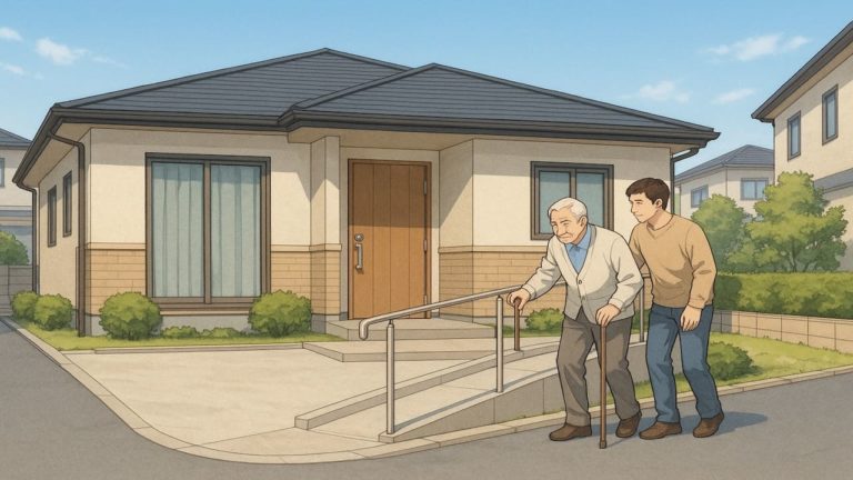 伊丹市の戸建てに施工されたバリアフリー外構のイメージ