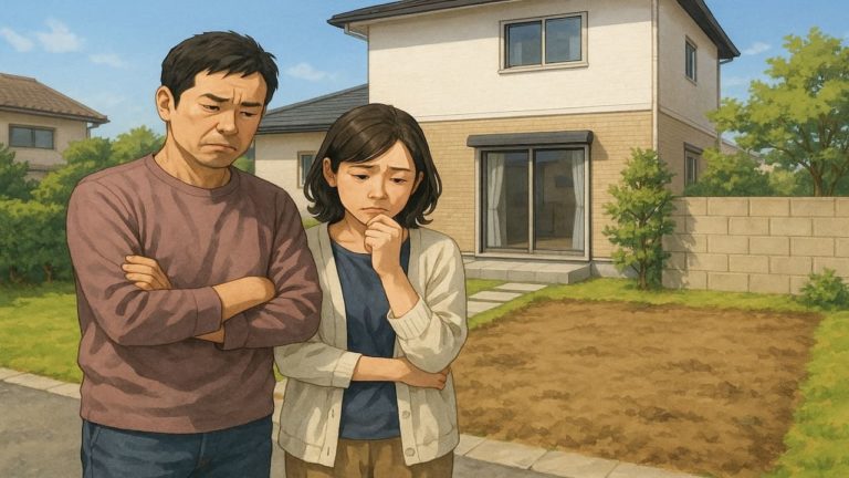 伊丹市の外構工事の失敗にがっかりする夫婦のイメージ