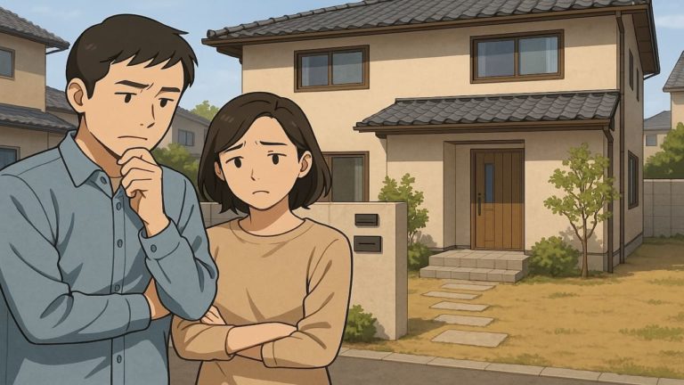 岩国市の外構工事の失敗にがっかりする夫婦のイメージ