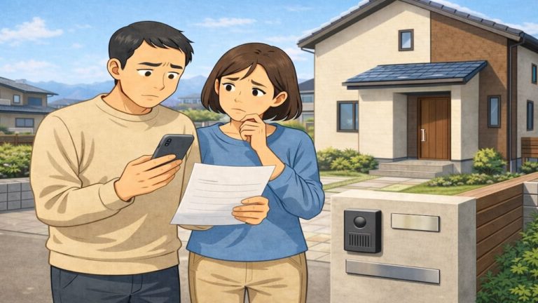 磐田市で夫婦が外構見積もりで悩んでいるイメージ